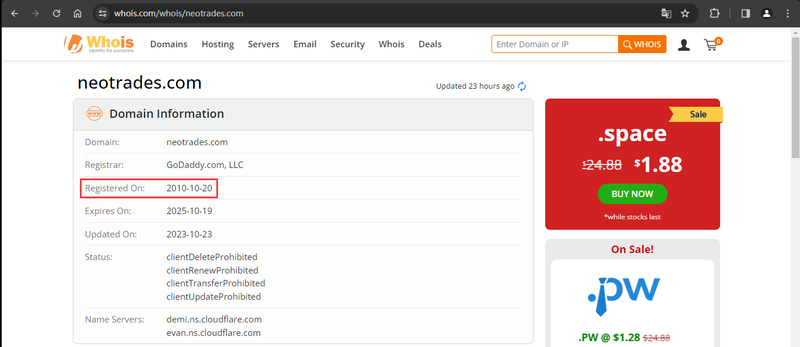 Consulta Whois de la información de registro del dominio