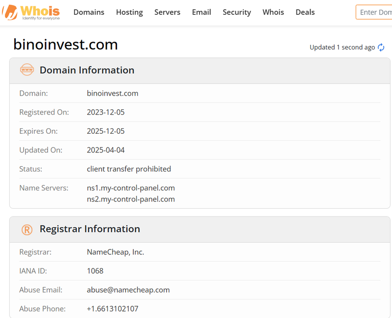 Результаты поиска Whois