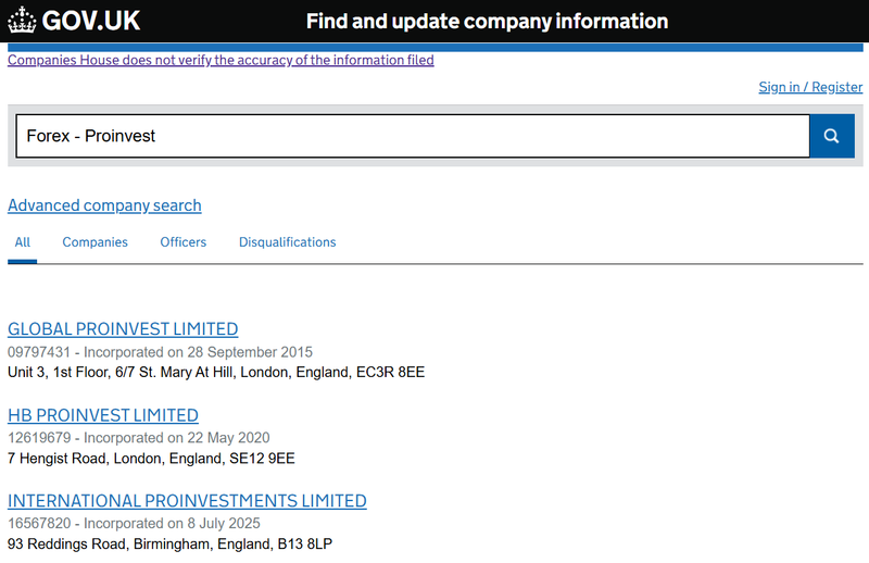 Companies House Query Result
