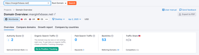 Semrush自然搜索流量数据