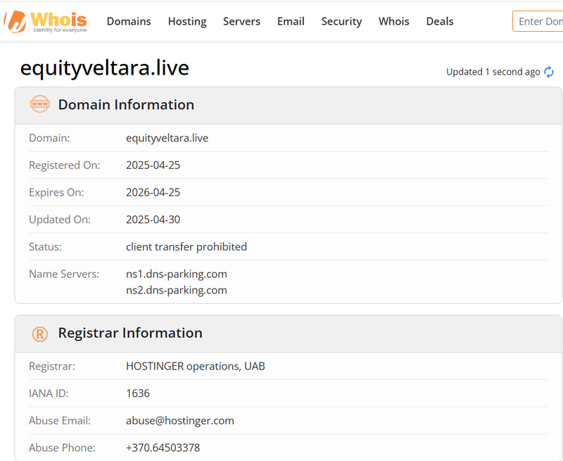 Результат запроса Whois