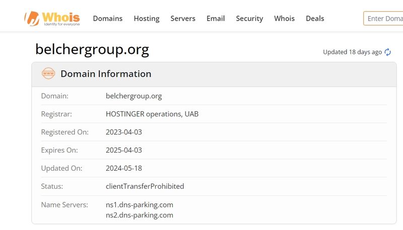 whois domain time of Belcher Investments Markets