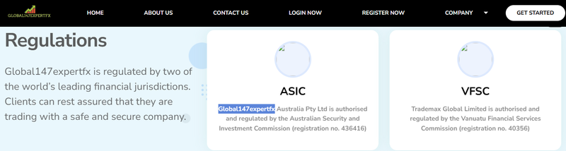 Regulatory claims by the website