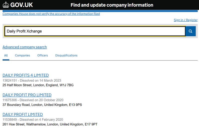 Companies House Query Result