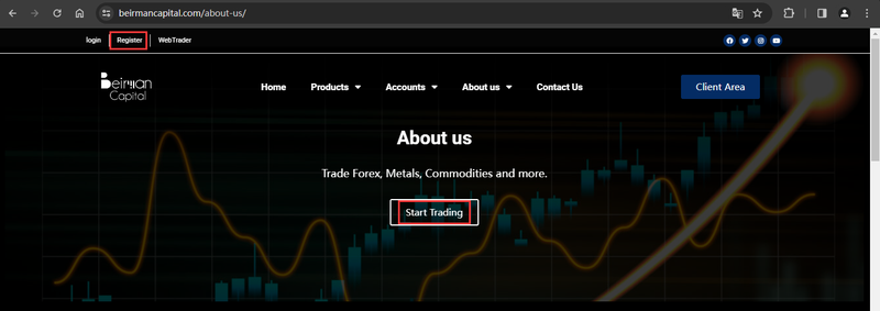 Account registration information shown on the website1