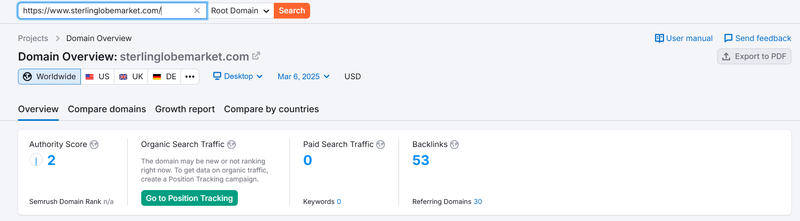 Semrush自然搜索流量数据