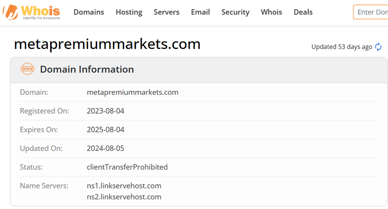 Whois lookup results
