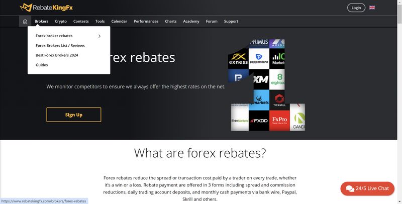 screenshot trang chủ rebatekingfx