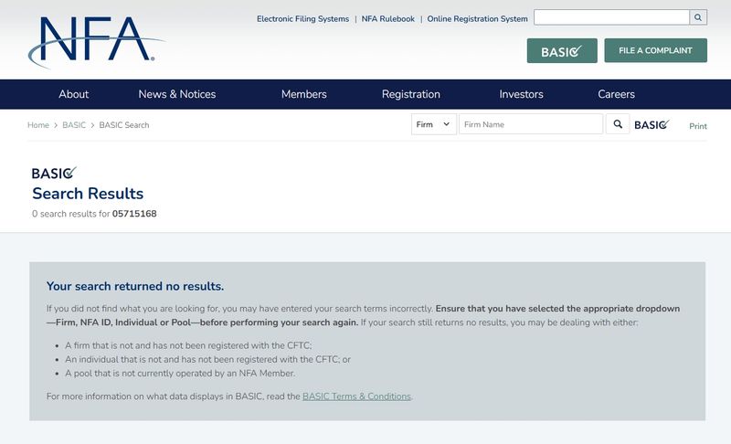 通过NFA官方网站的在线查询工具(BASIC),我们使用其提供的NFA ID进行核实