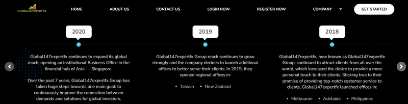 Company history claimed by the website
