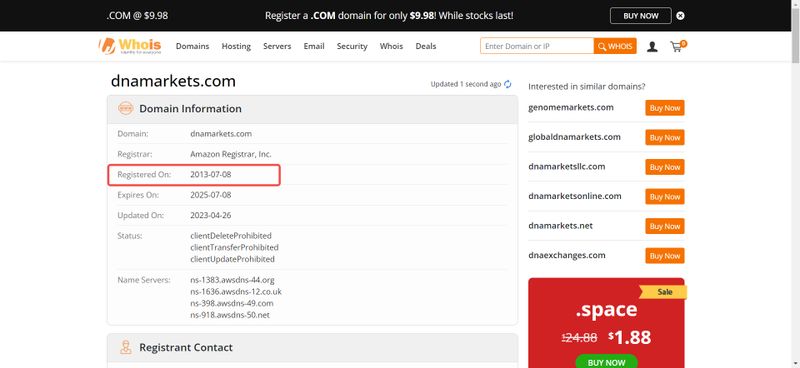 DNA Markets whois domain registration