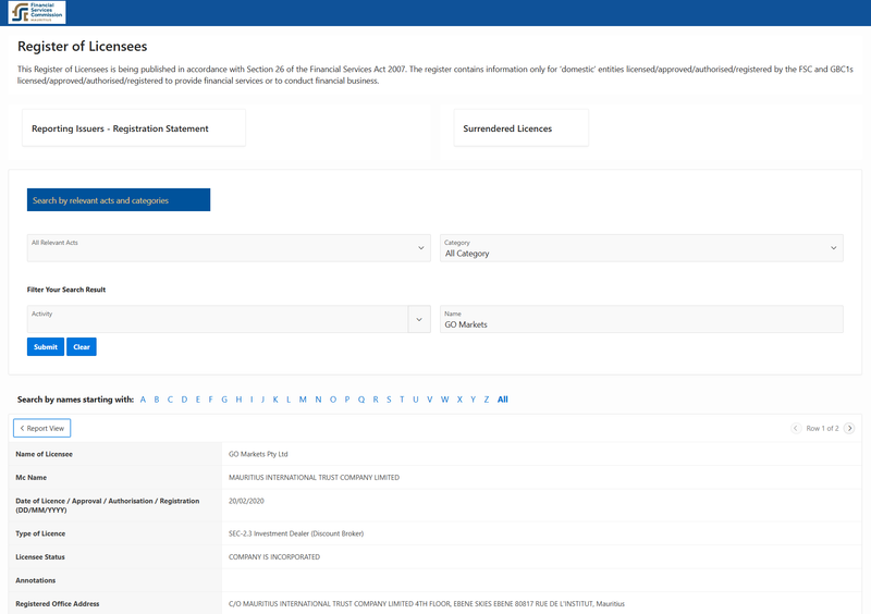 Financial Services Commission, Mauritius(GB 19024896)