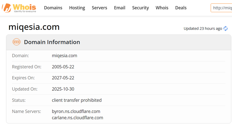 Результаты поиска WHOIS