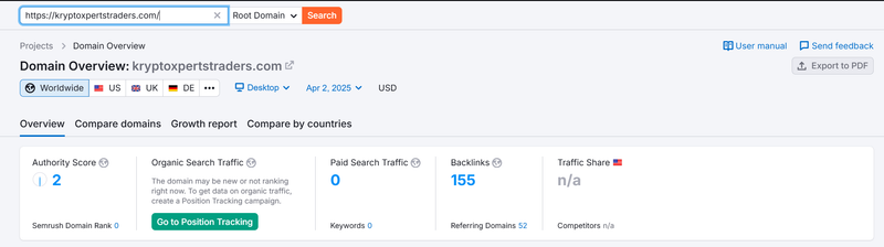 Semrush ข้อมูลทราฟฟิกการค้นหาทางธรรมชาติ