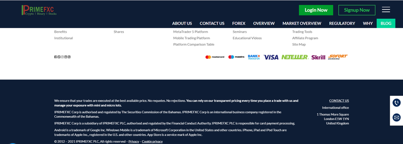 Claimed financial regulation on the official website