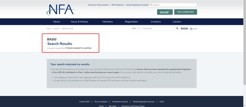 Consulta regulatoria NFA de FTooo Markets Limited