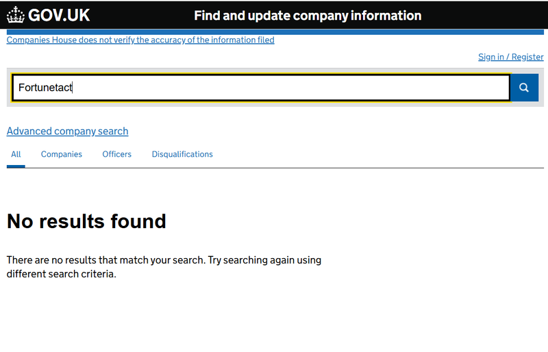 Resultado de consulta Companies House