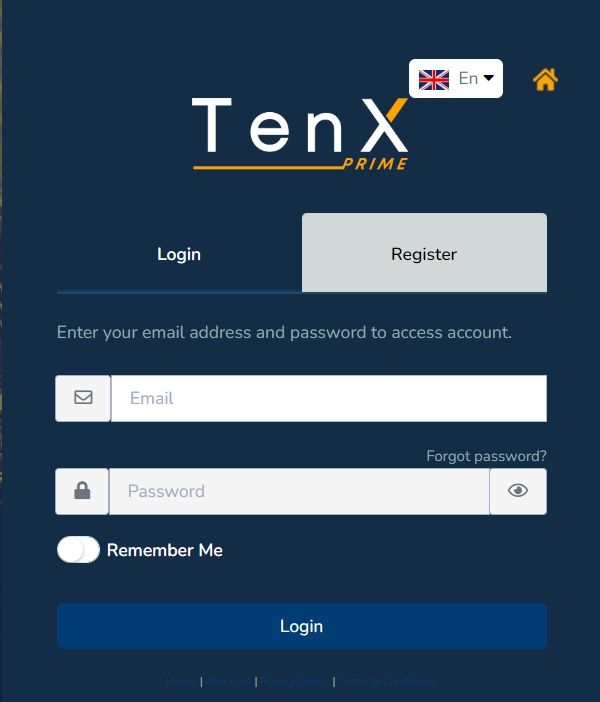 登錄TenX Prime賬戶
