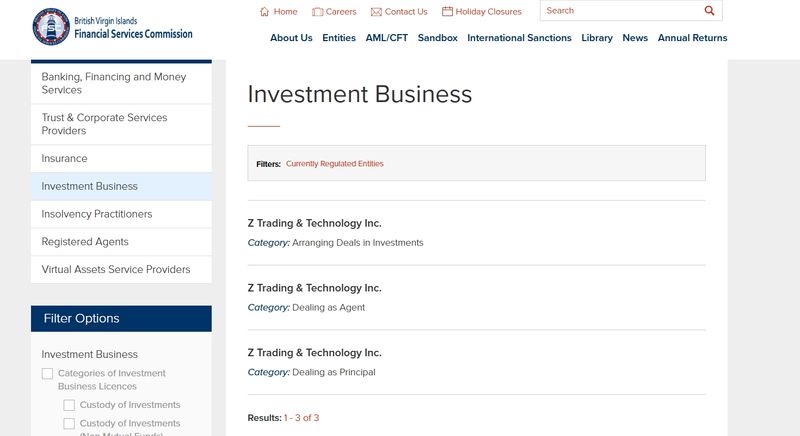 Z Trading & Technology Inc. is indeed on the FSC registered list