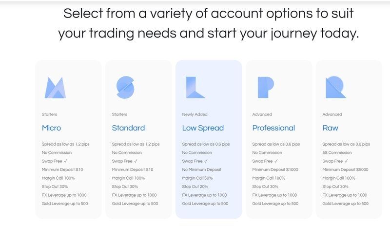 Duhani Capital提供的账户类型
