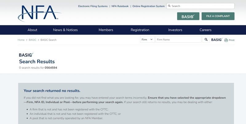 NFA website confirms no record of Arc World Global Ltd