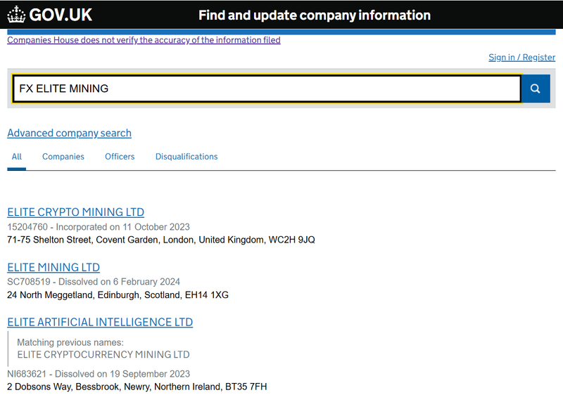 Companies House Query Result