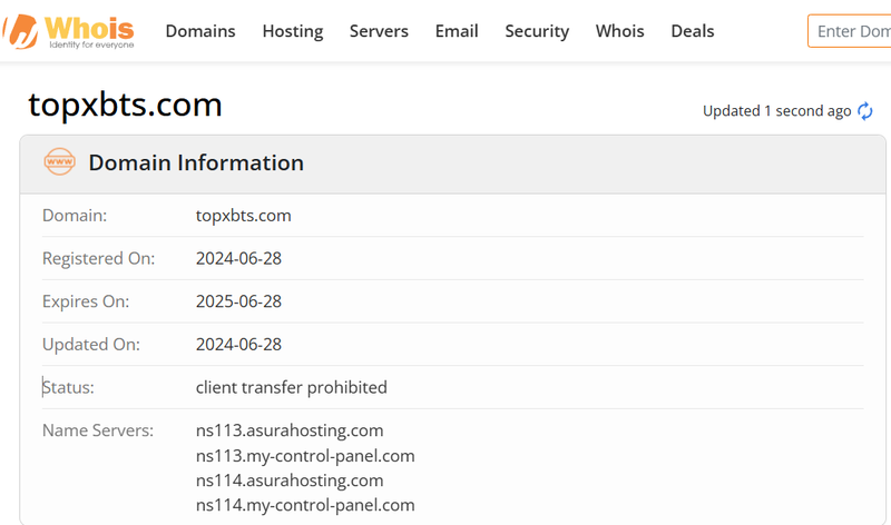 Whois 조회 결과