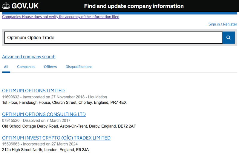 Companies House Query Result