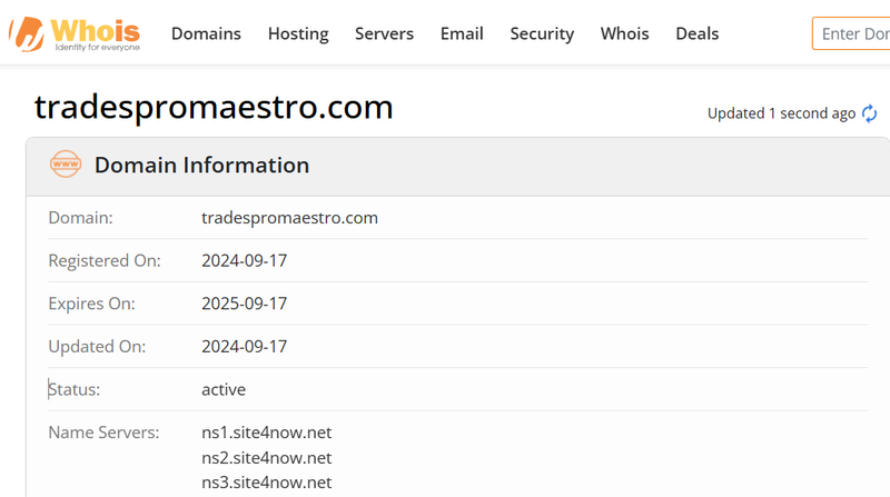 Resultados de búsqueda Whois