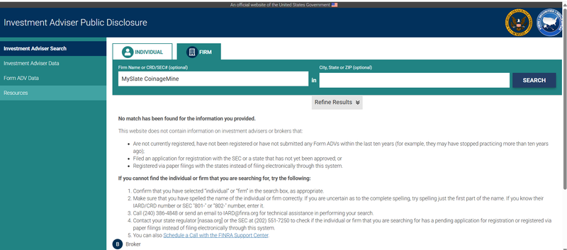 IAPD Query Result
