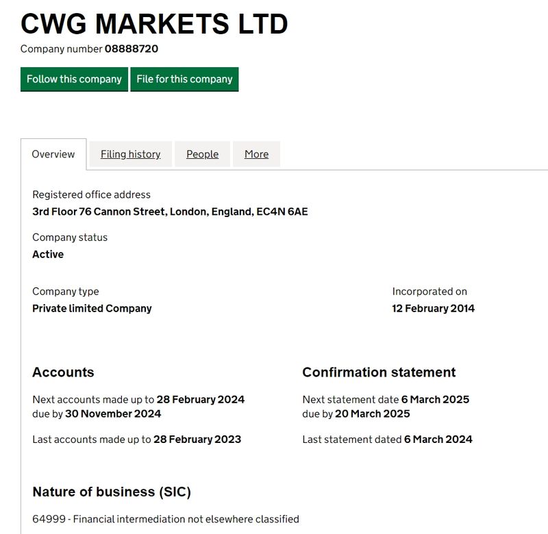 CWG MARKETS 实体查询