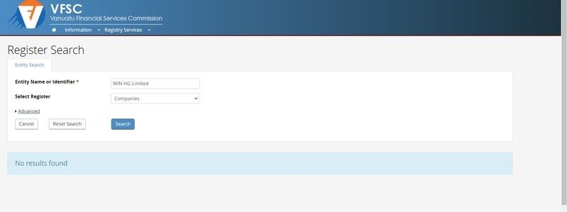 在VFSC中没有查询到WIN HG的注册信息