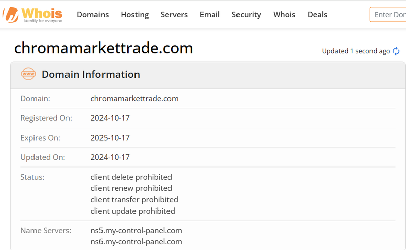 Whois lookup results