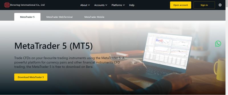 MT5 phần mềm giao dịch của Beraring International Co., Ltd