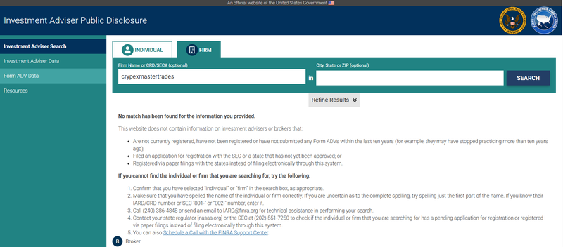 IAPD Query Result