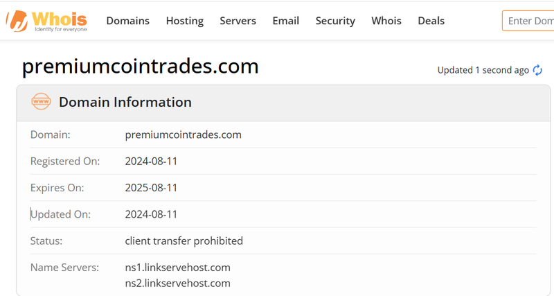 Whois lookup results