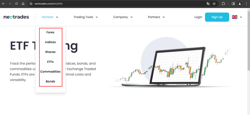 Información de productos de trading según el sitio web