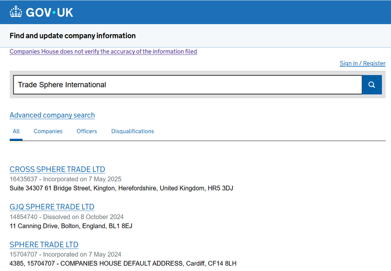 Companies House Query Result