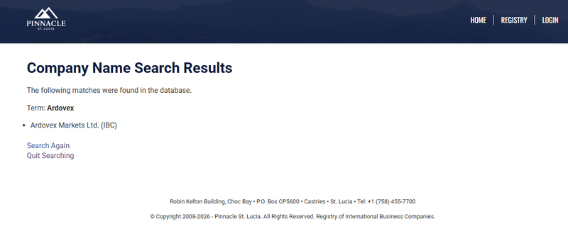 Entity Registration Information