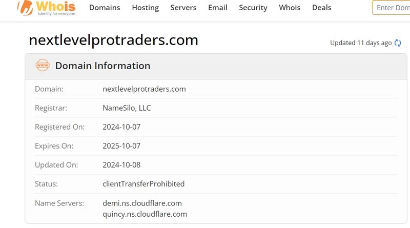 whois domain time of Next Level Pro Traders