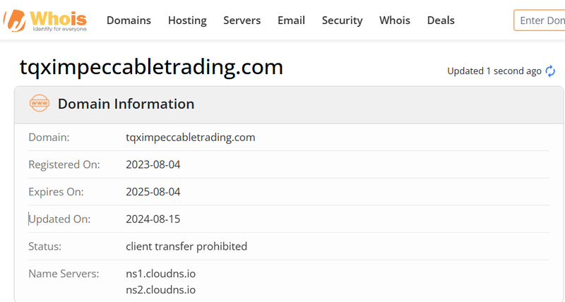 Whois lookup results