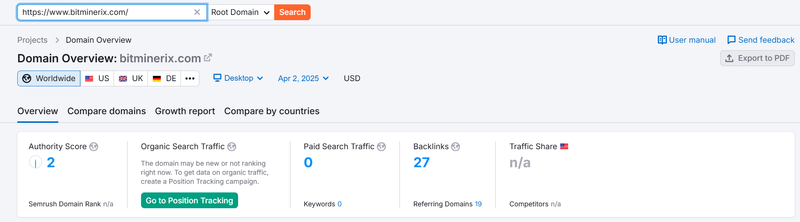 Semrush自然搜索流量数据