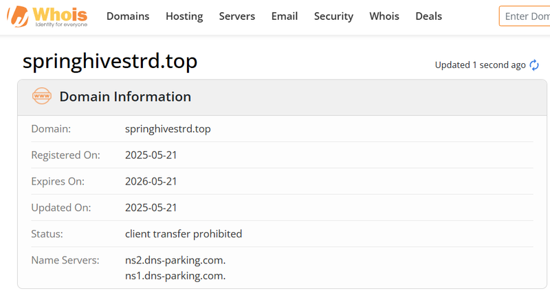 Kết quả truy vấn Whois