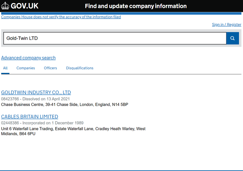 Companies House Query Result