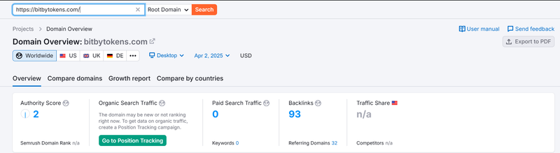 Semrush自然搜索流量數據