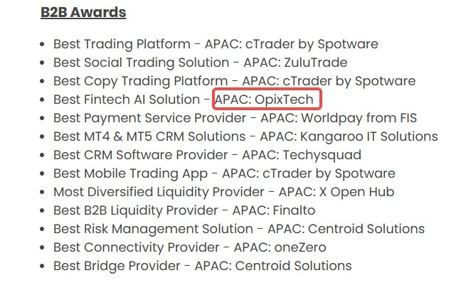 UF AWARDS APAC 2023:Best Fintech AI Solution - APAC: OpixTech