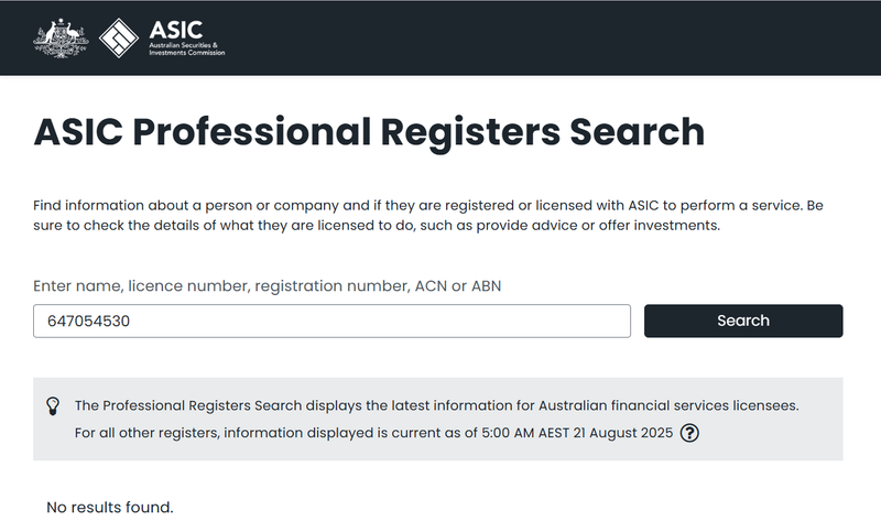 ASIC Query Result