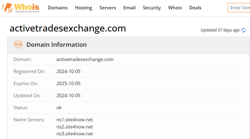 Whois lookup results