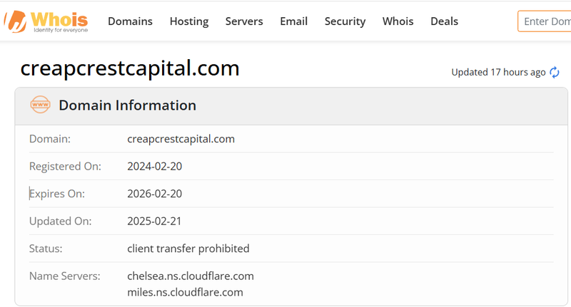 Whois lookup results