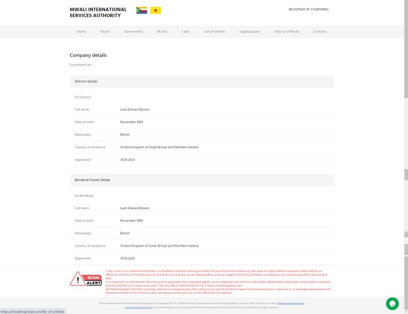 Euzentrum的注册信息